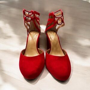 Express Red velvet heels